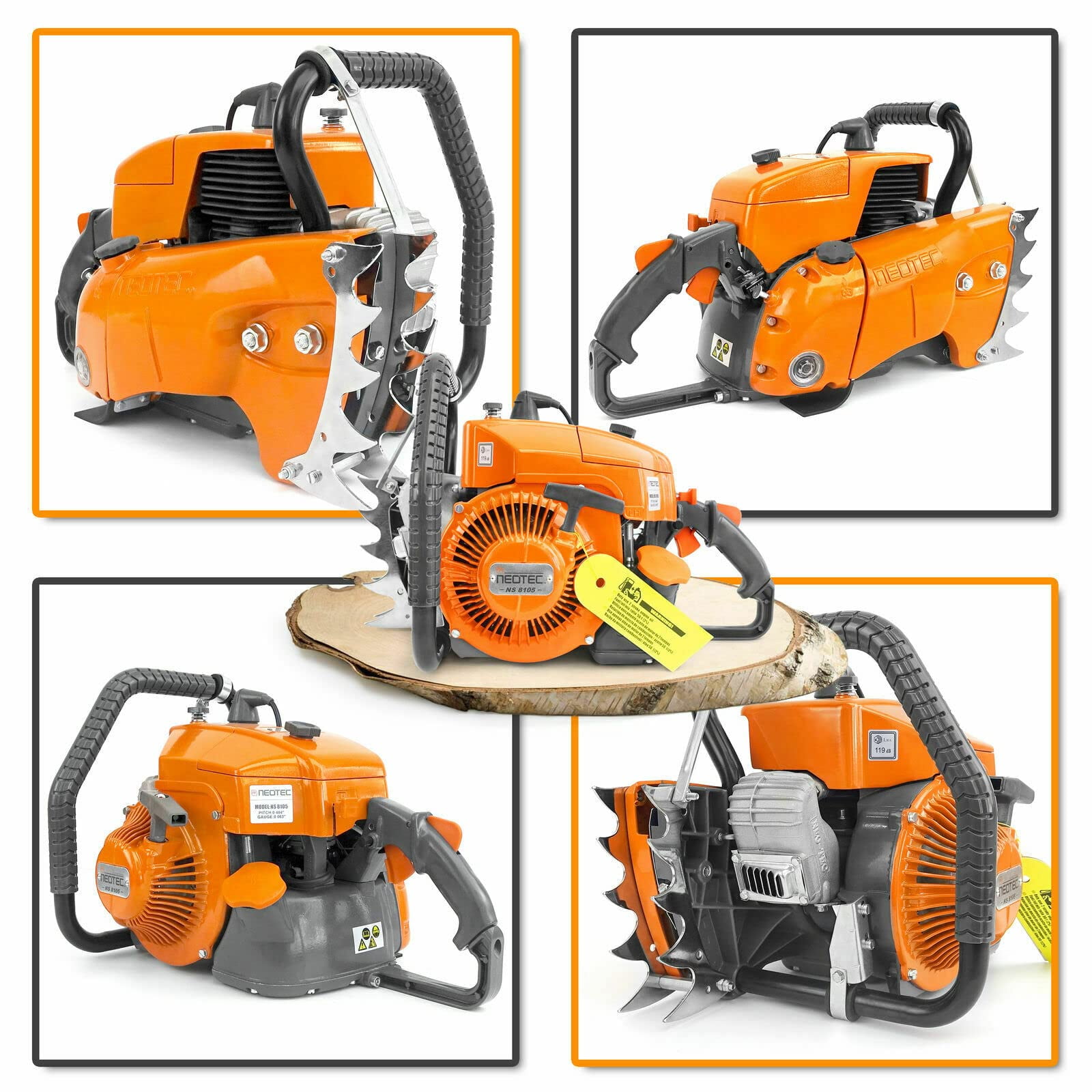 Neotec 105cc Gas Chainsaw with 36 in Guide Bar, Professional Heavy-Duty Gasoline Wood Cutting Saw (Orange, 36 in) yguev
