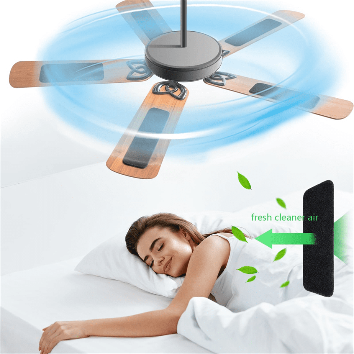 Generic Ceiling Fan Blade Air Purifier Pads (Black, 20 Pack, 9.84 in x 3.54 in) llad6
