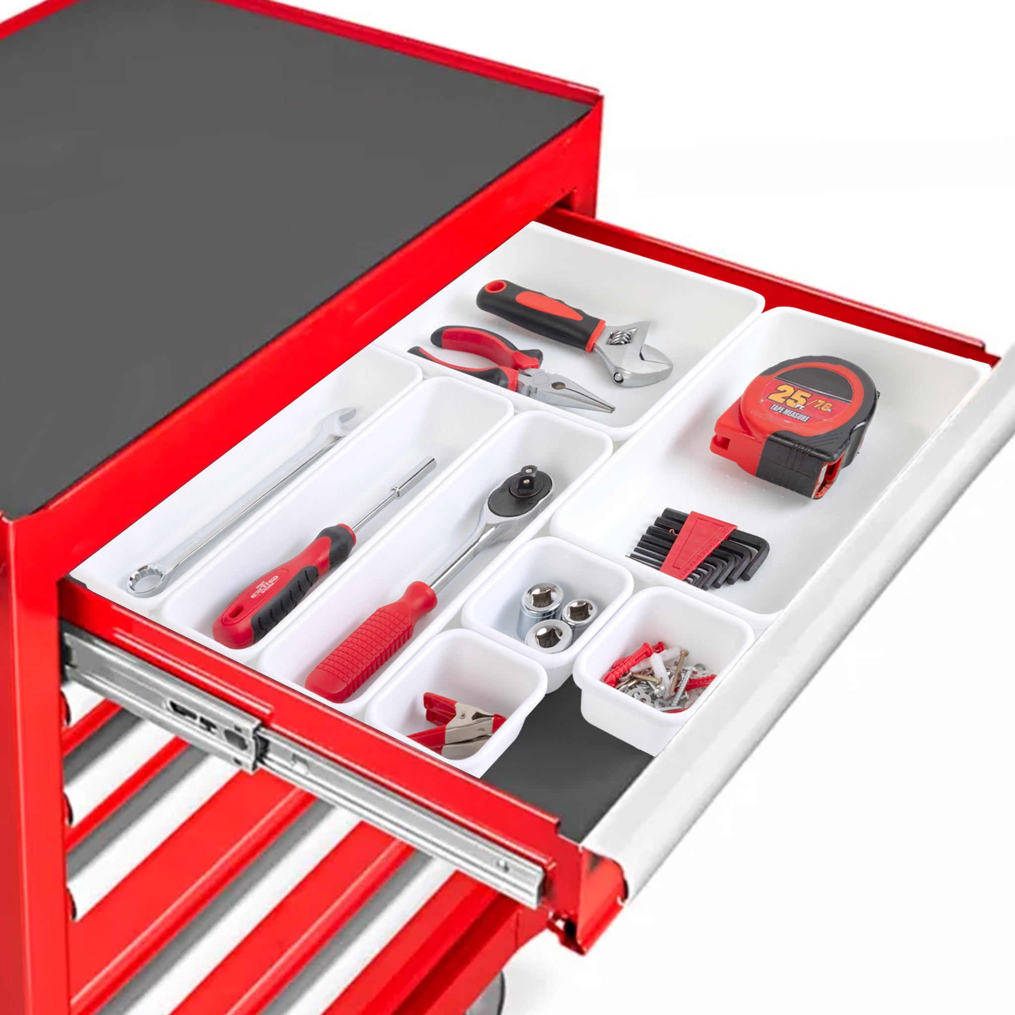 Smart Design 8-Piece Interlocking Drawer Organizer Set (White, 8-Piece) tynez