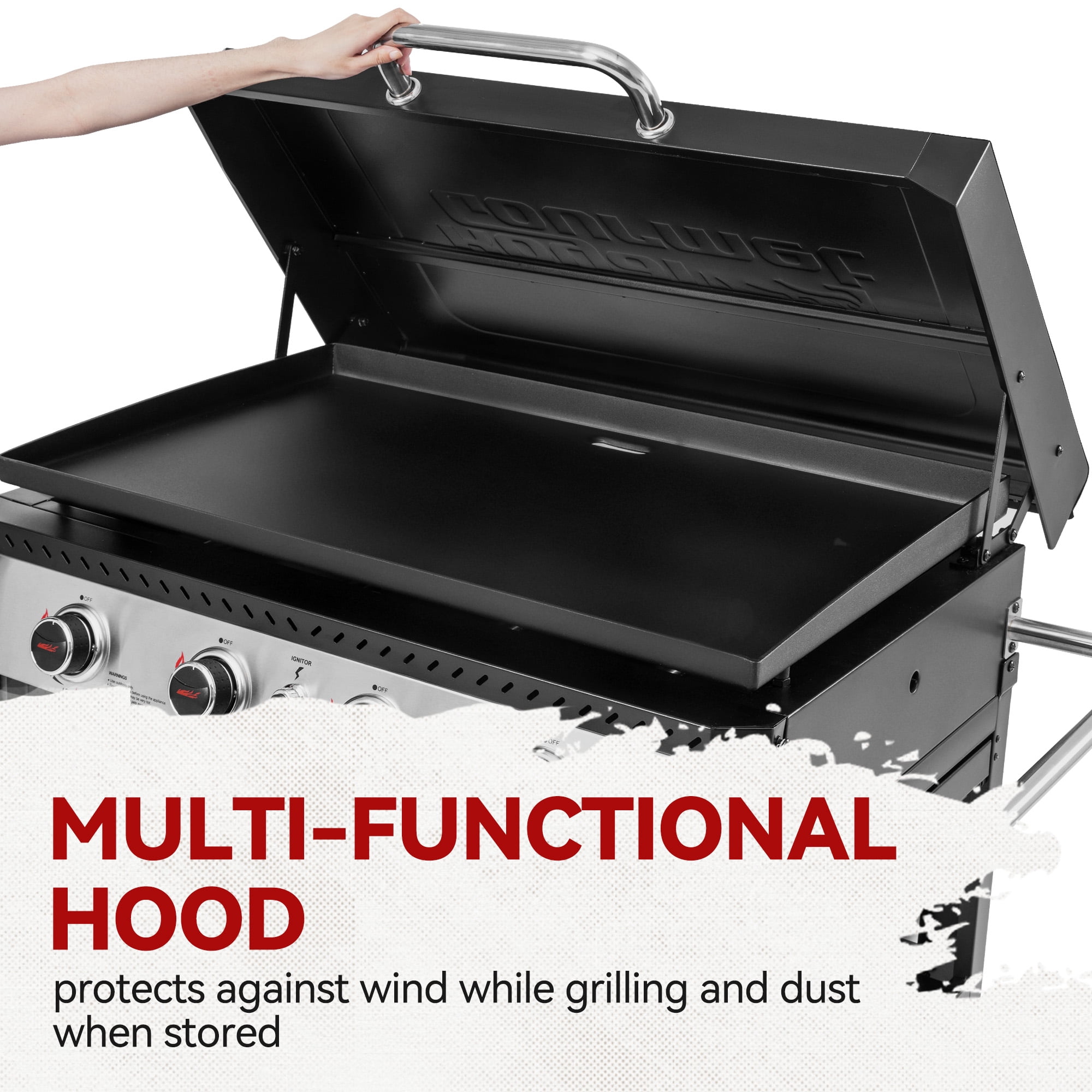 Royal Gourmet GB4008T 4-Burner Gas Griddle with Hood and Cabinet (Black, 34-inch) 2vwar