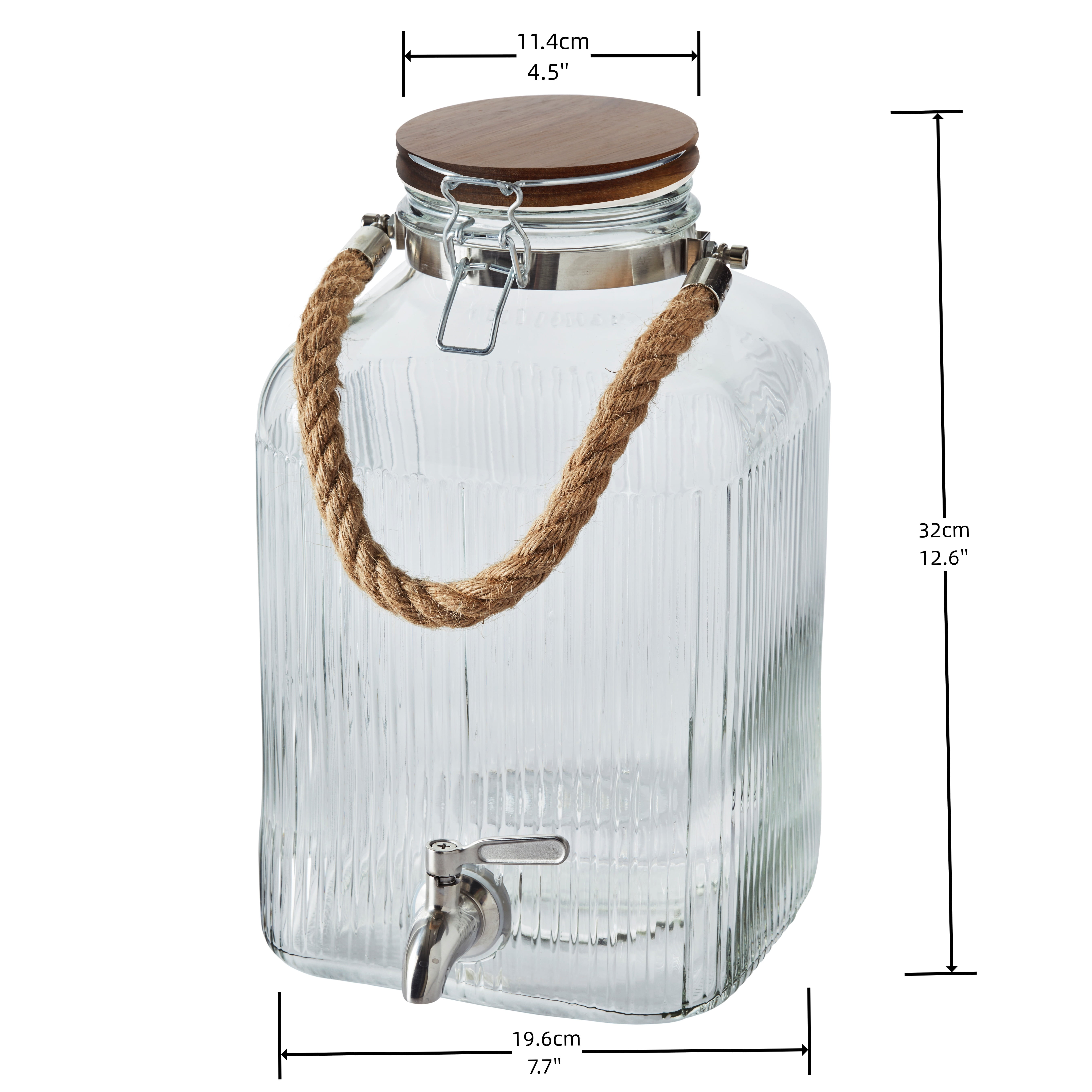 Better Homes & Gardens Eco Glass Beverage Dispenser with Wood Lid (Clear, 2 gal) so02o