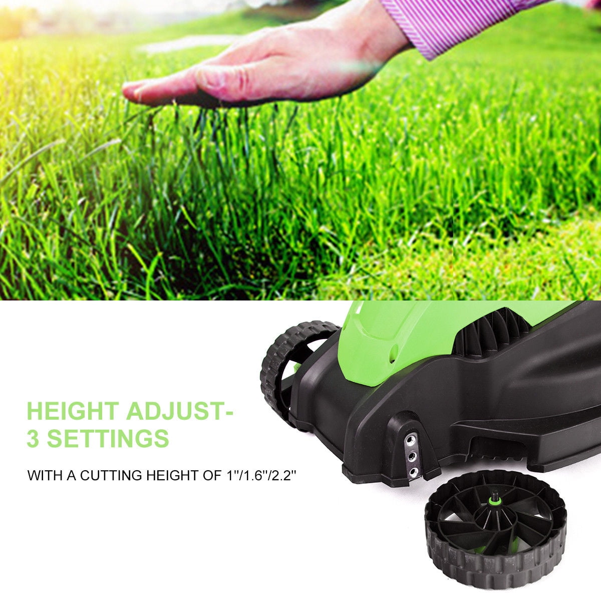 Costway 12 Amp Electric Corded Lawn Mower with Grass Catcher (Green, 14-inch Cutting Width) 3h3zk