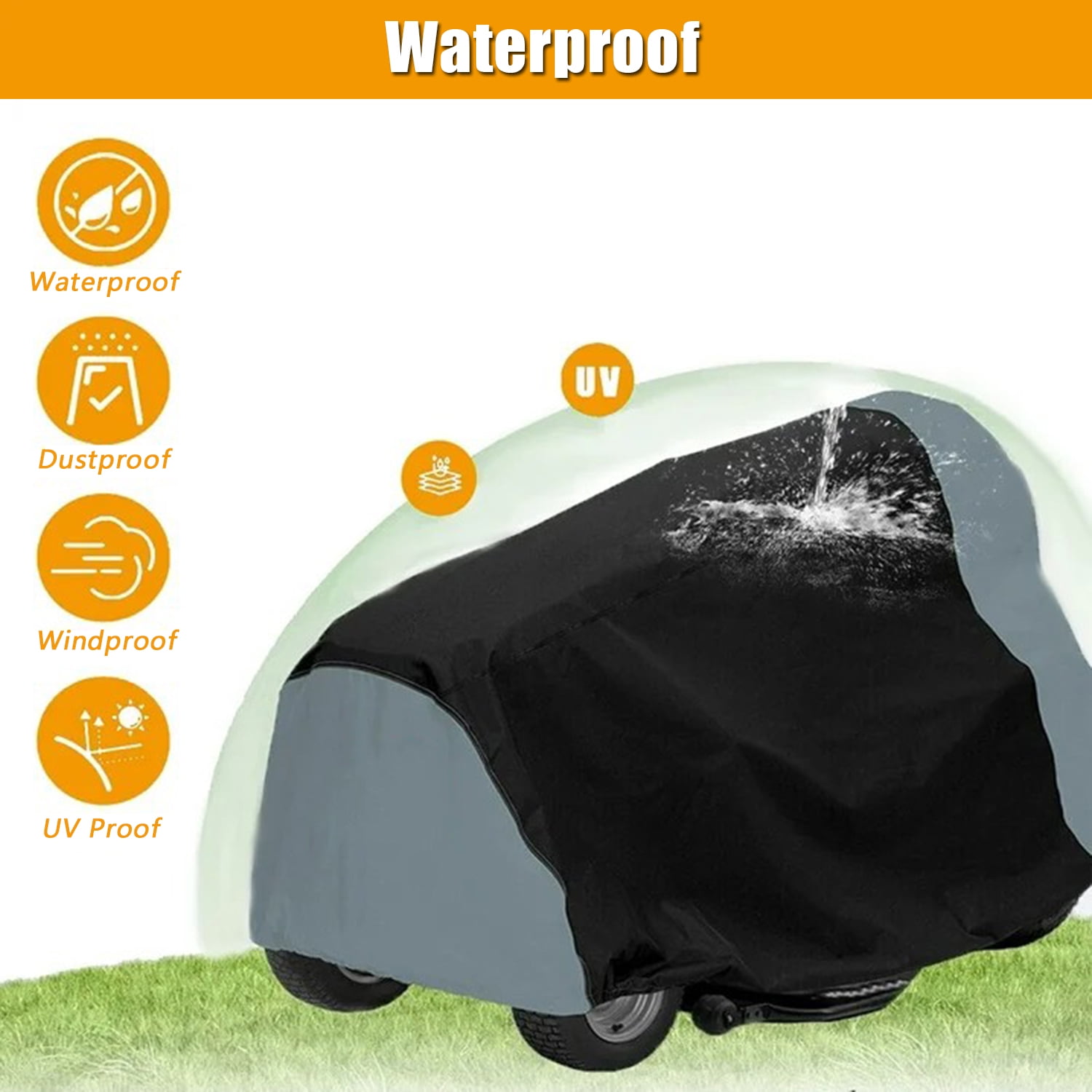 HOMEYA Riding Lawn Mower Cover, Heavy-Duty 600D Waterproof Tractor Protection with Drawstring (Black, 72 in x 54 in x 46 in) sl03o