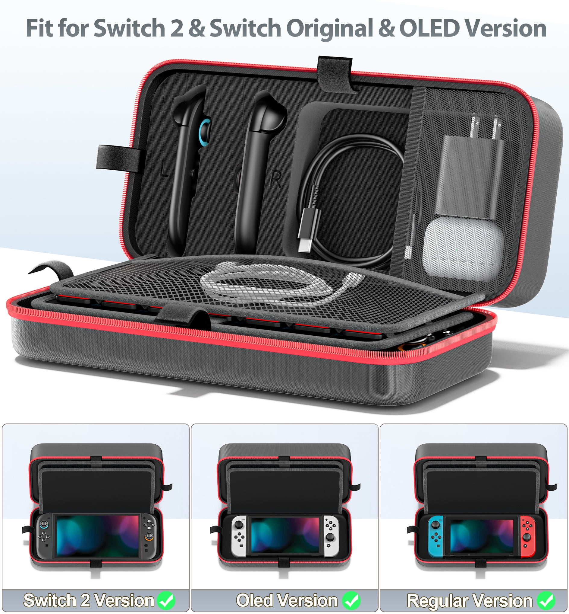 OIVO Hard Shell Carrying Case for Switch 2, OLED, and Original Console (Black, 1 Pack) vxt3m