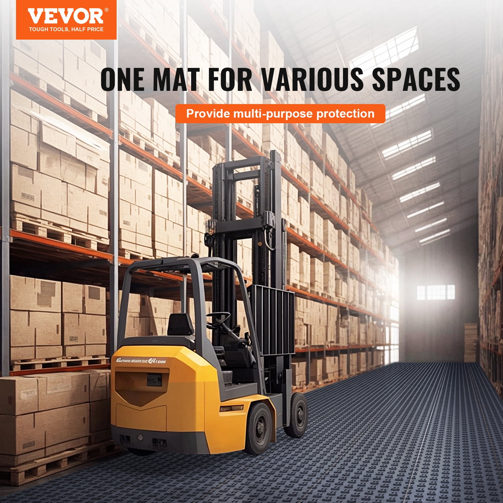VEVOR Interlocking Garage Floor Tiles, Non-Slip Diamond Texture Flooring for Workshops and Basements (Graphite Gray, 25 Pack, 12 x 12 x 0.53 in) snxxr