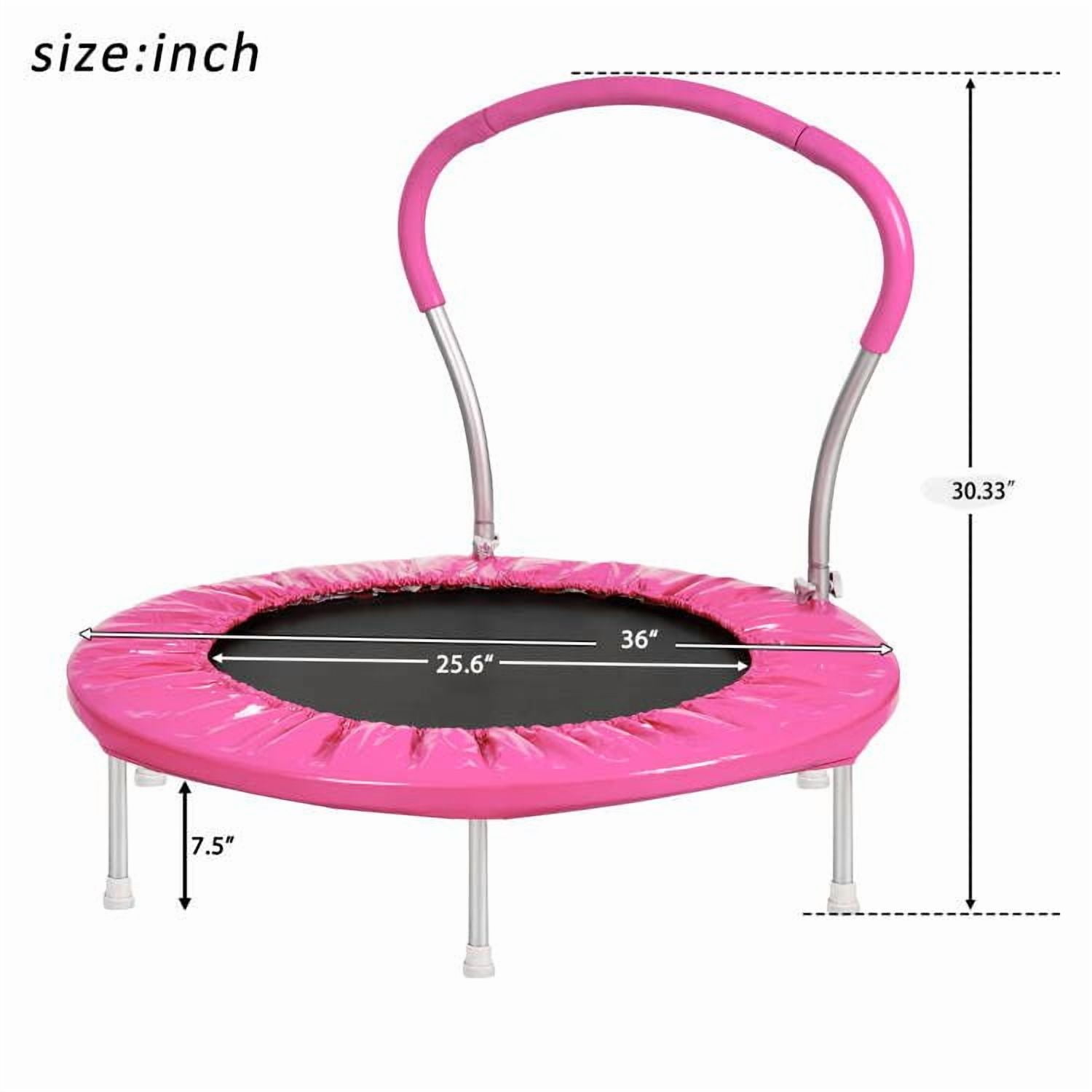 SHINPT Mini Trampoline for Kids with Handle, Indoor Toddler Rebounder (Pink, 36 in) gfies