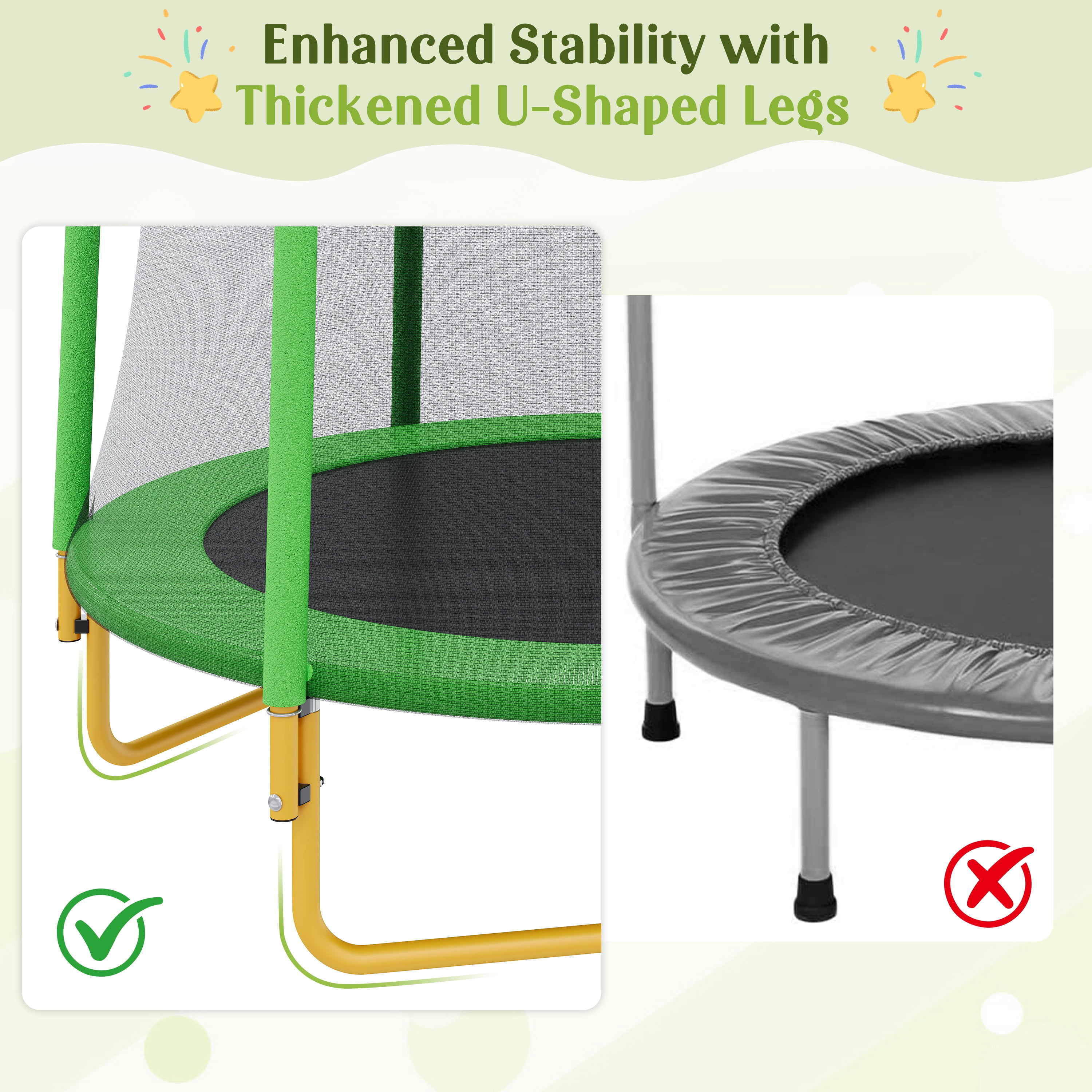 Segmart 5.5 ft Kids Trampoline with Safety Enclosure and Spring Padding (Green, 220 lb) n08kj