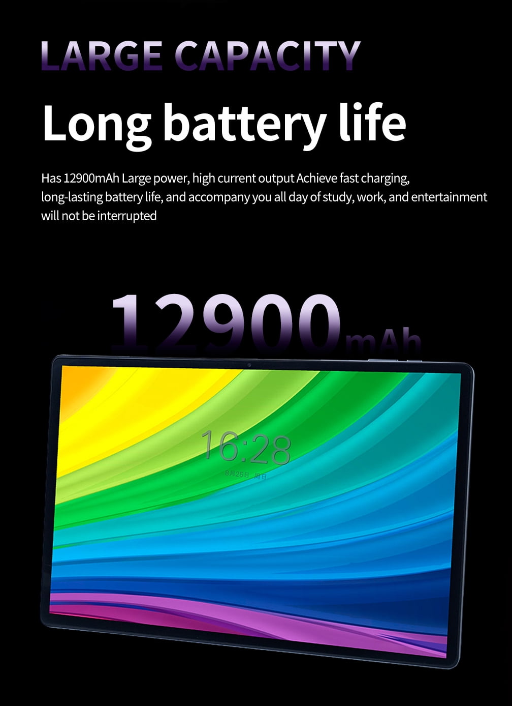 JWEIBK 14 Inch Android 14 Tablet 2-in-1 Laptop with Keyboard, 20GB RAM 1000GB ROM, 5G Wi-Fi High-Performance Computer (Black, 14 in) 5f9i4