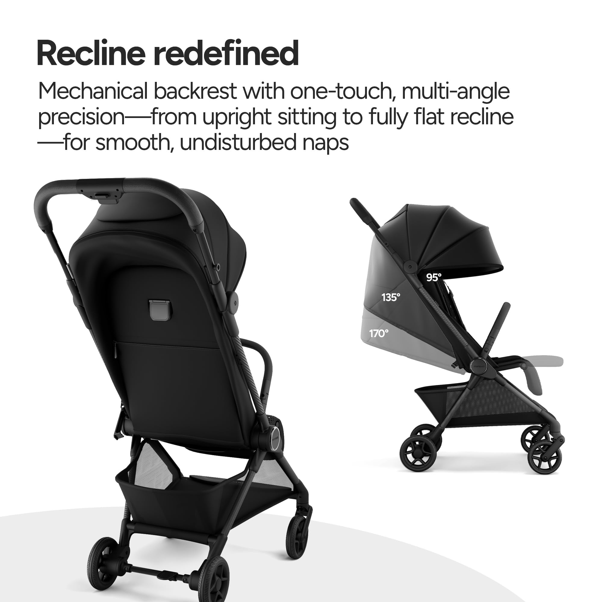 Mompush Nexis Carbon Ultra-Light Travel Stroller (Black, 50 lb Capacity) bntmj