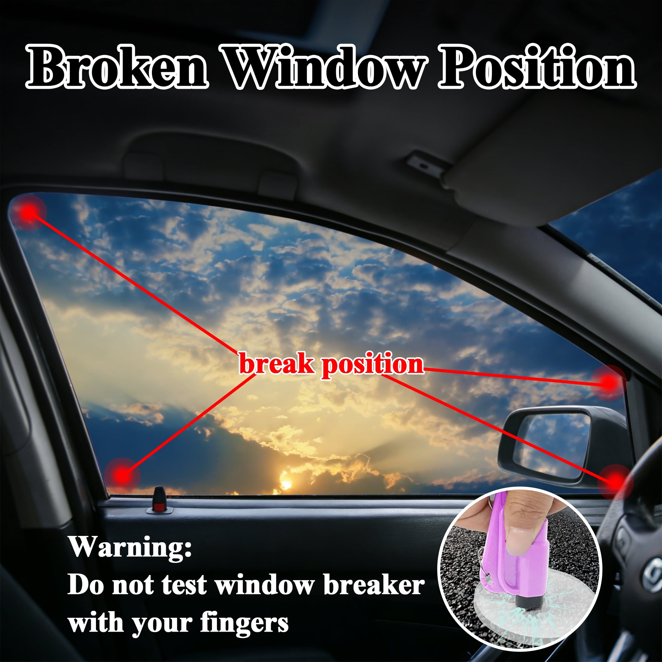 Cyrico 3-in-1 Car Window Breaker and Seatbelt Cutter Keychain Emergency Escape Tool (16 Pack, 3.03 in x 1.34 in) z4p5g