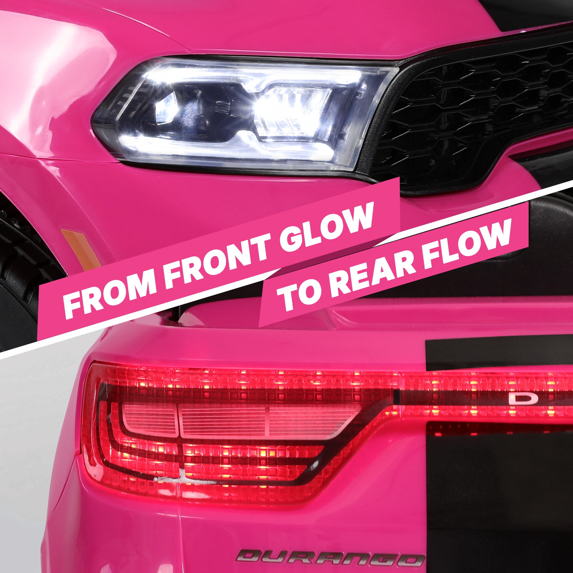 Wisairt Dodge Durango Kids Electric Ride-On Car, 12V Licensed Motorized SUV with Parent Remote Control, LED Lights & Music (Pink, 17 in Seat) i9tmh