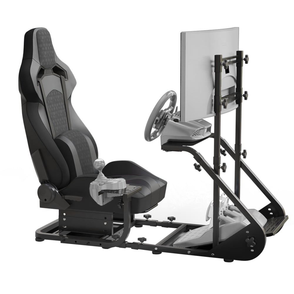 Generic Racing Wheel Cockpit Simulator Stand for Fanatec Thrustmaster Logitech (Black) sfbbc
