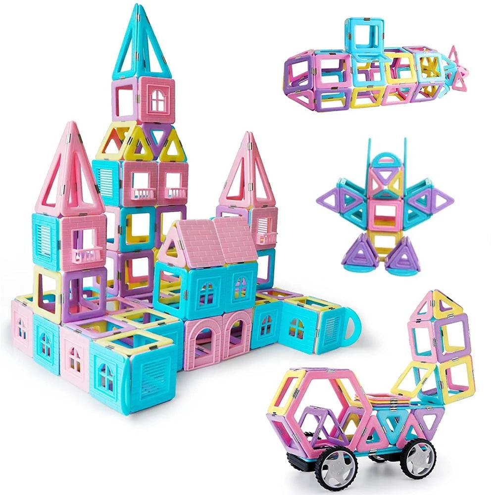 MODANU Magnetic Building Blocks STEM Educational Tiles Set (Multicolor, 58 Pieces) jll83
