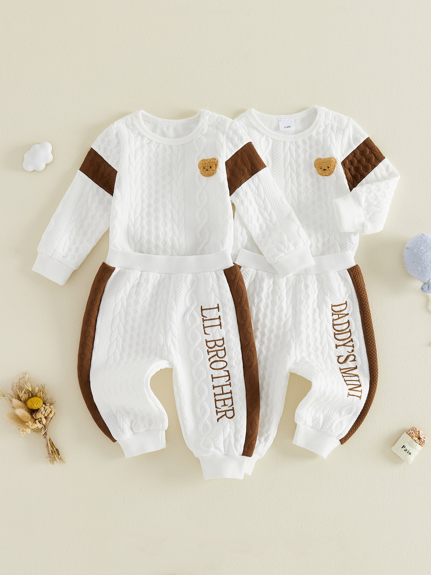 BemeyourBBs Baby Boy Long Sleeve Romper and Striped Pants Set (White, 0-3 Months) n23u1