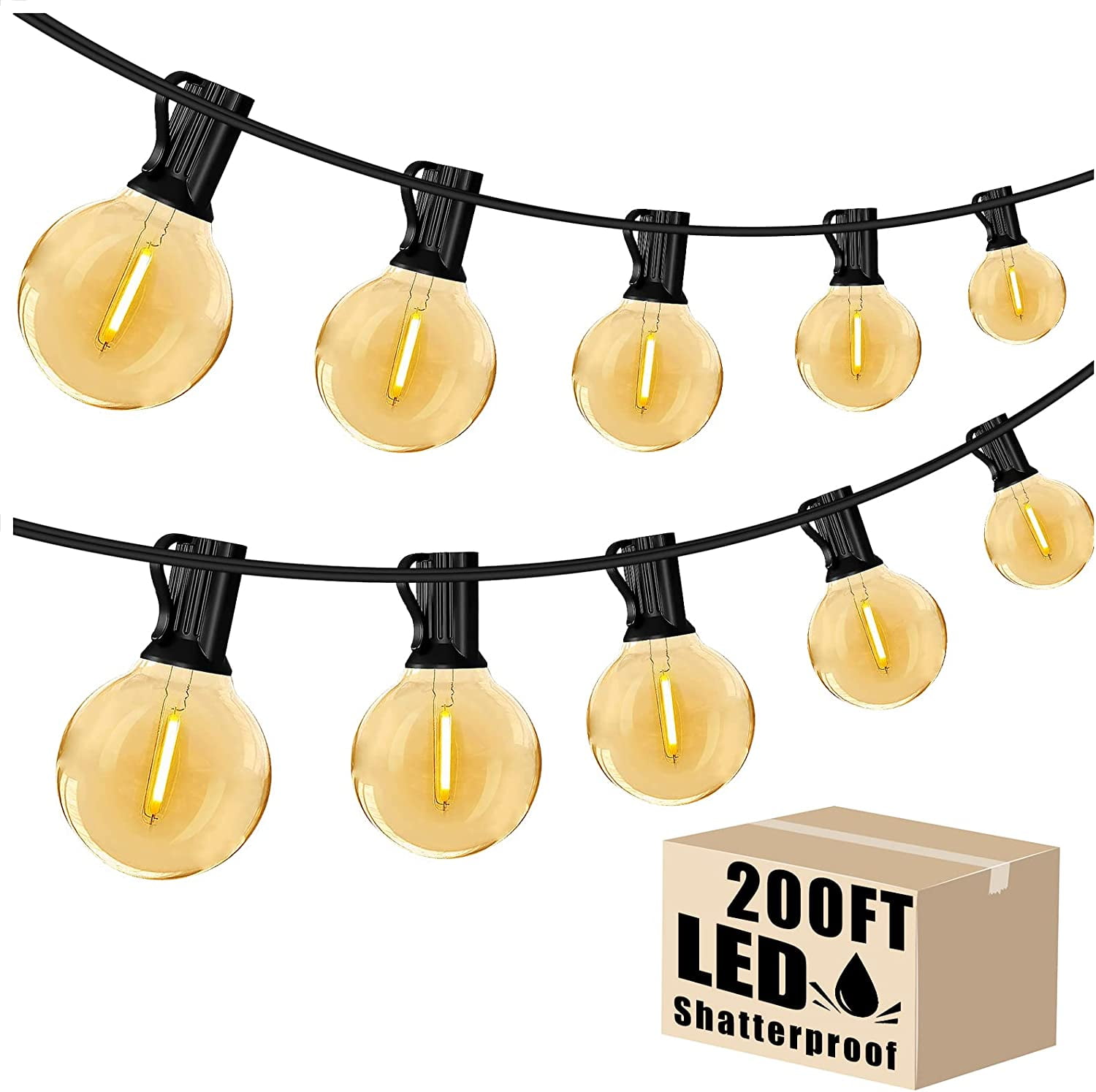 DAYBETTER Outdoor String Lights, E12 G40 Edison Vintage Hanging Lights for Patio Garden (Warm White, 200 ft) hgqjn