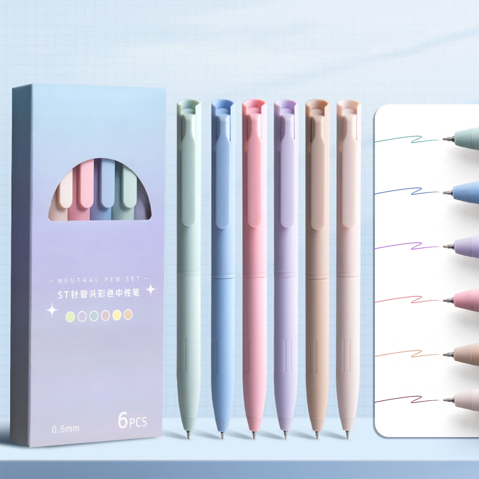 Elainilye Retractable Gel Pens Set, Fine Tip Quick-Dry Ink for Journaling and Note Taking (Assorted Colors, 6 Pack) 8aabe