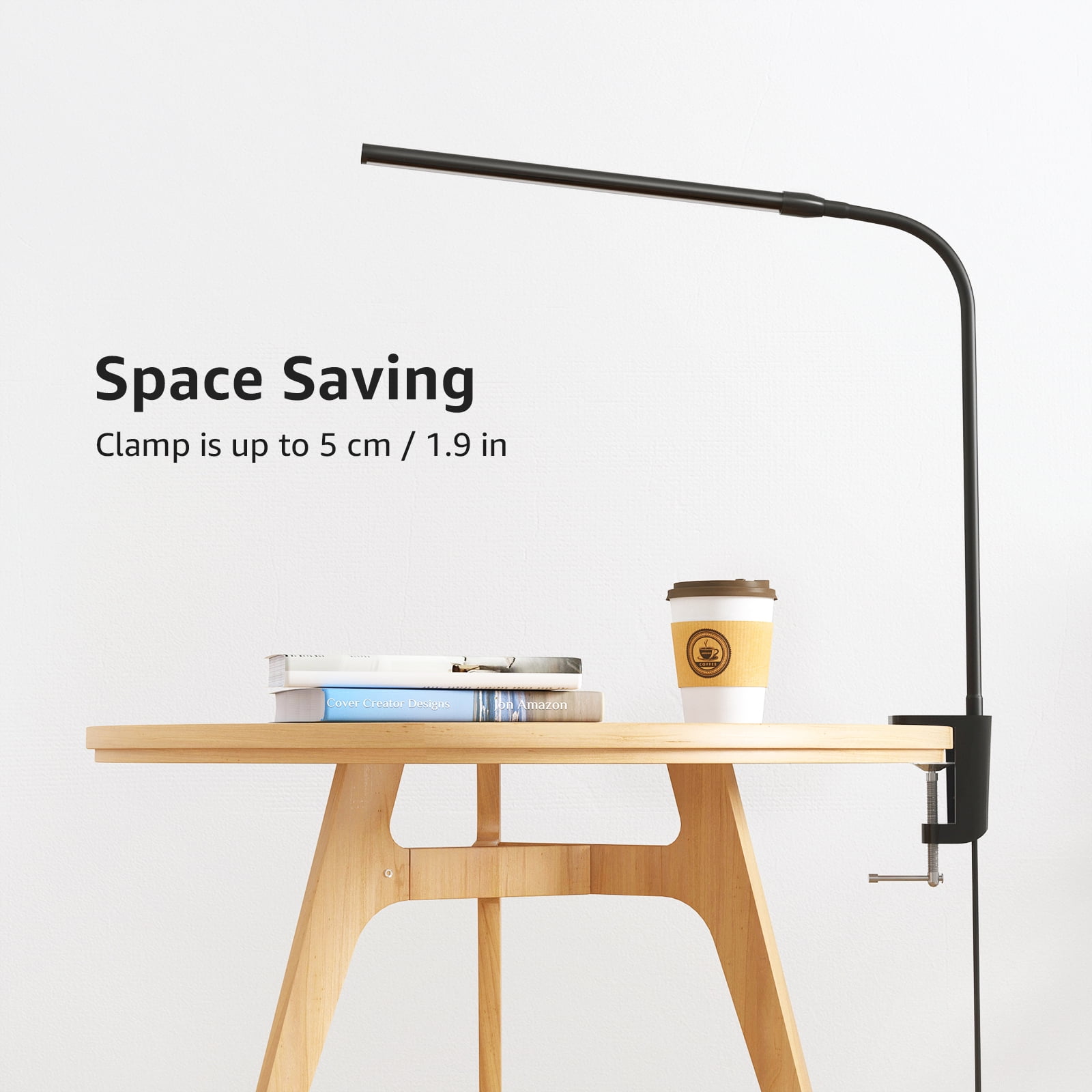 Lepro LED Clip-on Desk Lamp Dimmable USB Reading Light with Flexible Gooseneck (Black, 1 Pack) guusa