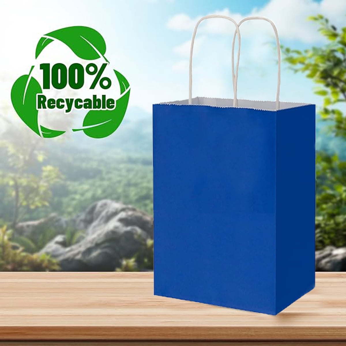 Generic Kraft Paper Gift Bags with Handles for Party Favors and Retail (Royal Blue, 30 Pack, 6.3x3.15x8 in) dxgf5