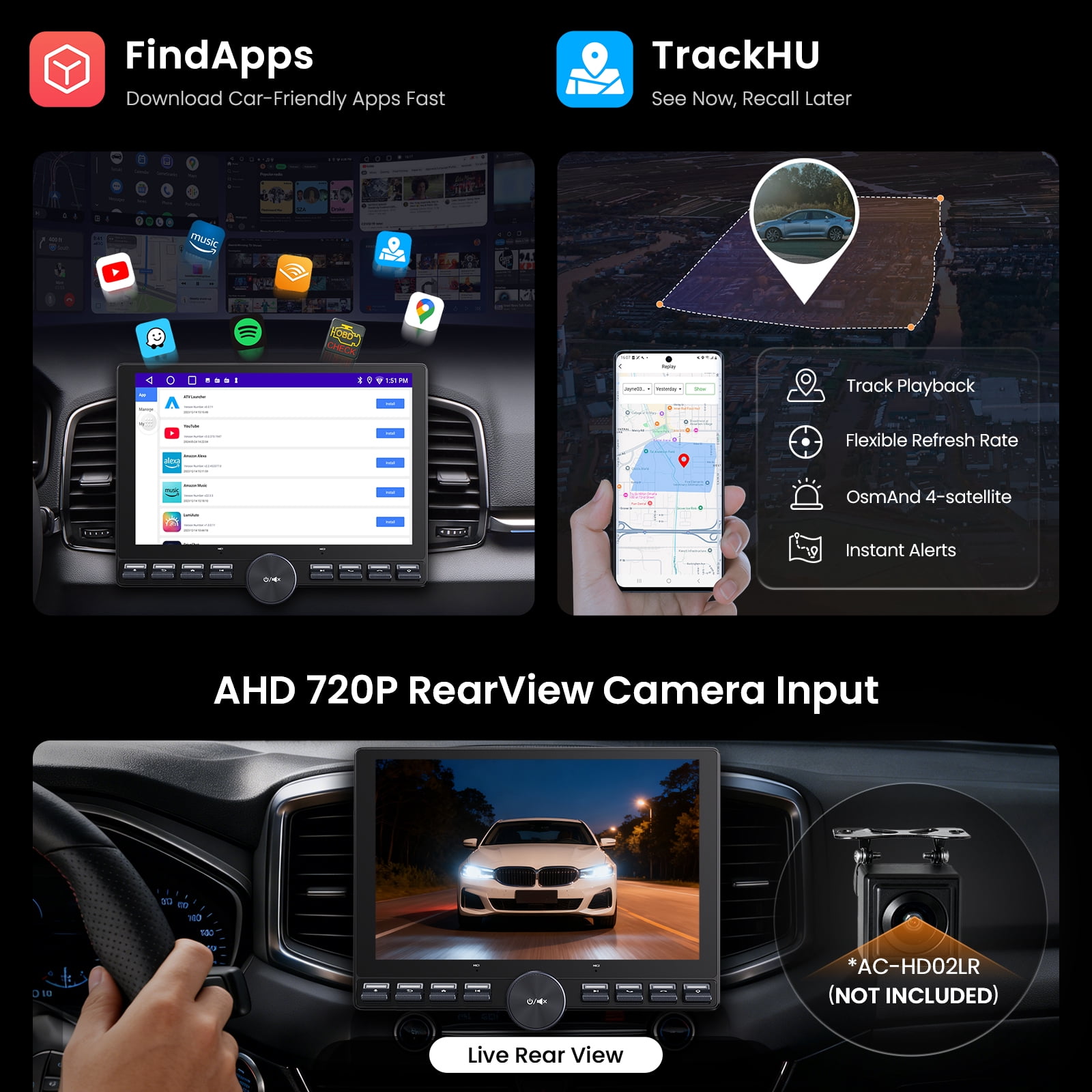 ATOTO 10.1 in QLED Floating Touchscreen Car Stereo, Wireless Apple CarPlay & Android Auto, Single/Double Din Head Unit (Black, 10.1 in) i9hbg