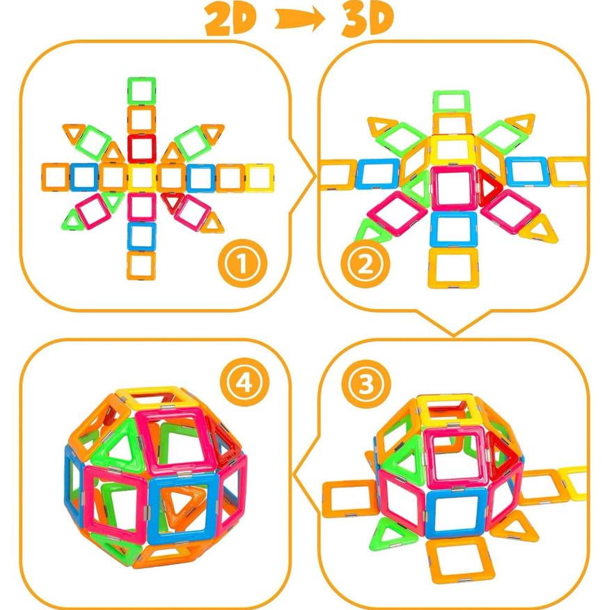 Bexikou Magnetic Building Blocks Educational Construction Set (Multicolored, 30 Piece Set) kh44y