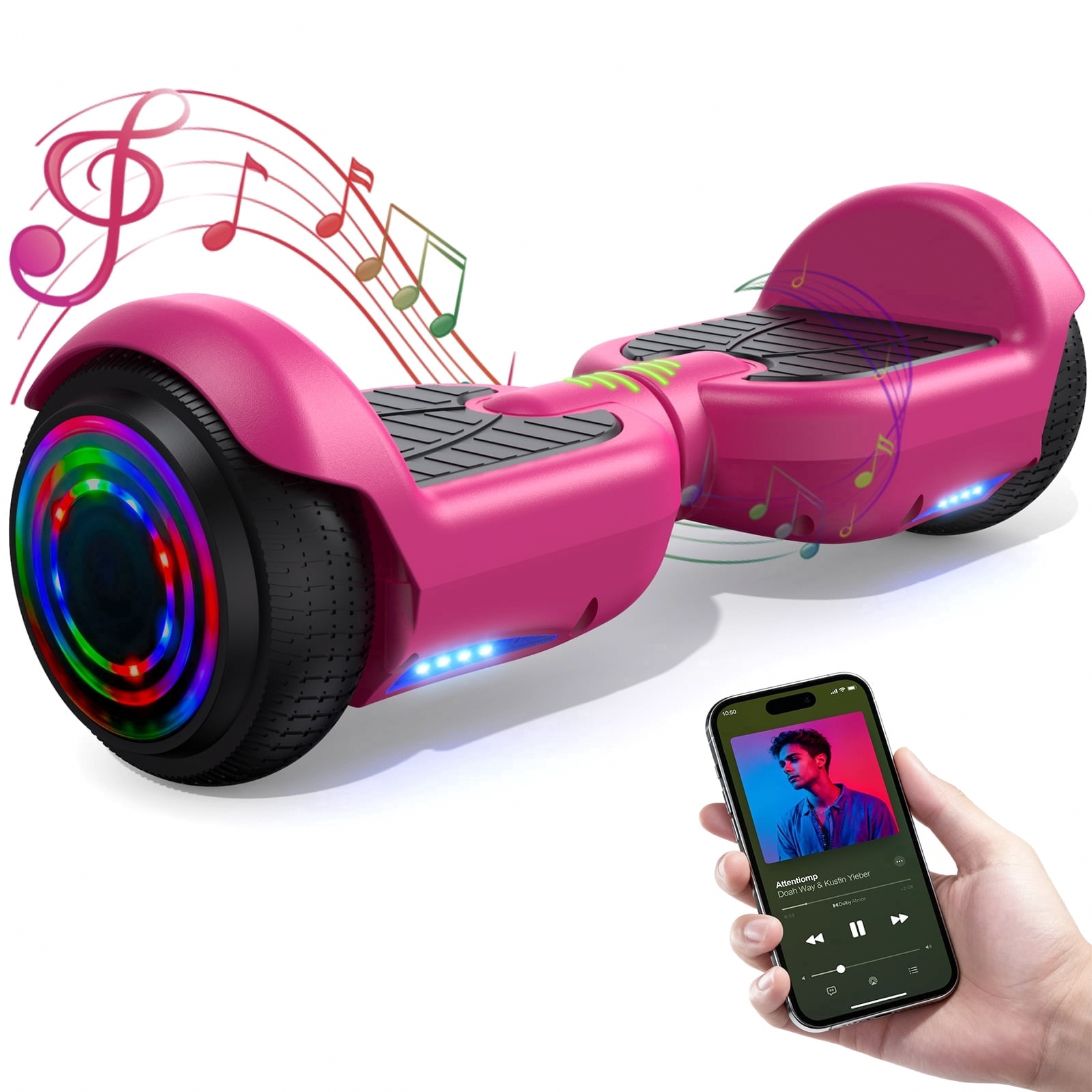 Tcdjtc Self-Balancing Hoverboard with Bluetooth Speaker and LED Lights (6.5 in Wheels) deynl