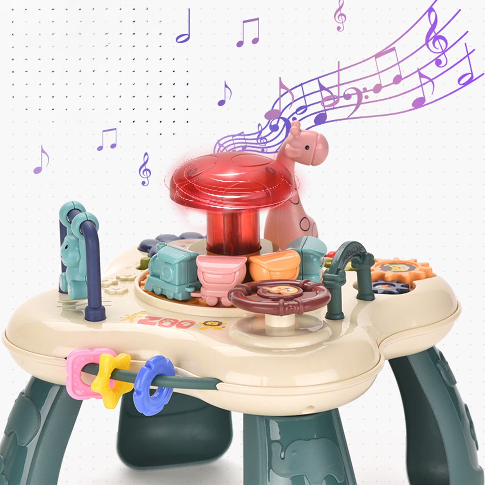 OEFNTAC Multifunctional Activity Learning Table for Toddlers, Interactive Musical Educational Toy with Animal Sounds (18 in x 18 in) xevnj