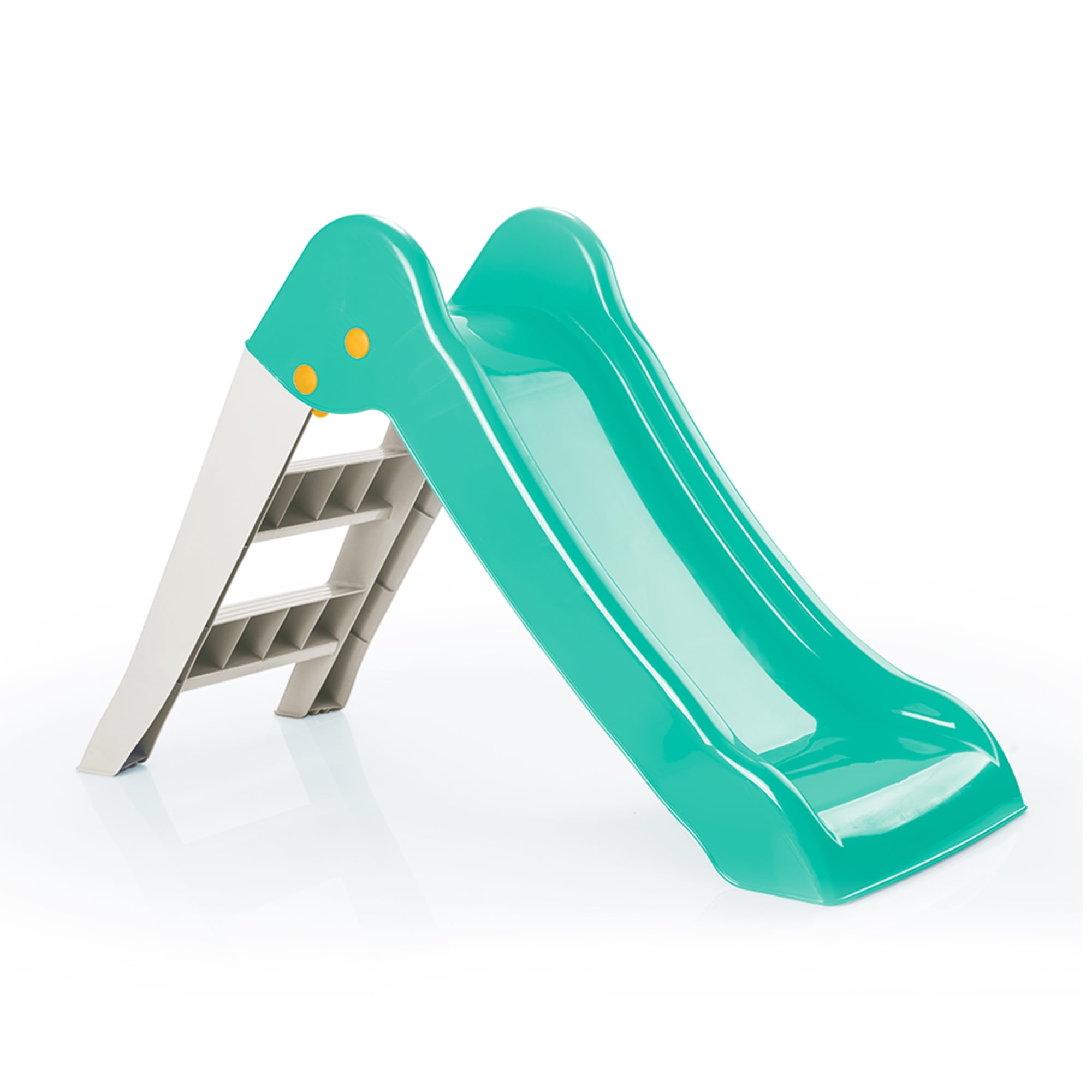 Dolu My First Garden Slide Indoor Outdoor Playground Equipment (Green/White, 43.7 x 18.5 x 27.6 in) cq48d