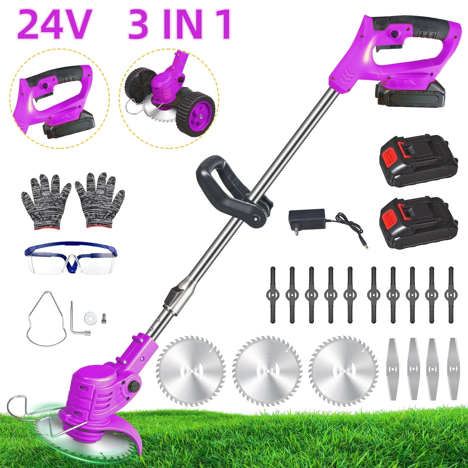 KingFurt 3-in-1 Electric Weed Wacker and Edger with Dual Batteries (35-47 in) 0ra1t
