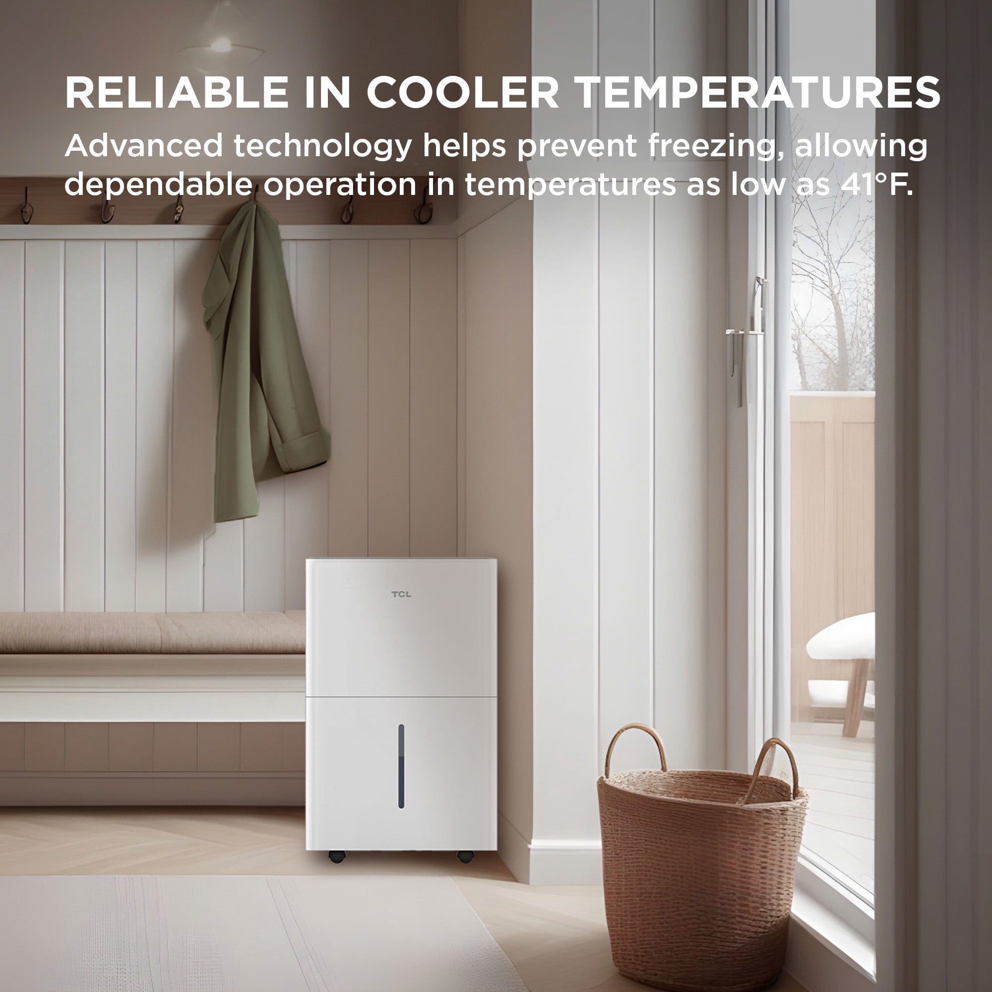TCL 25 Pint Smart Dehumidifier, Energy Star Certified, Quiet Operation, App-Controlled, Portable Design (White, 25 Pint) yqem7