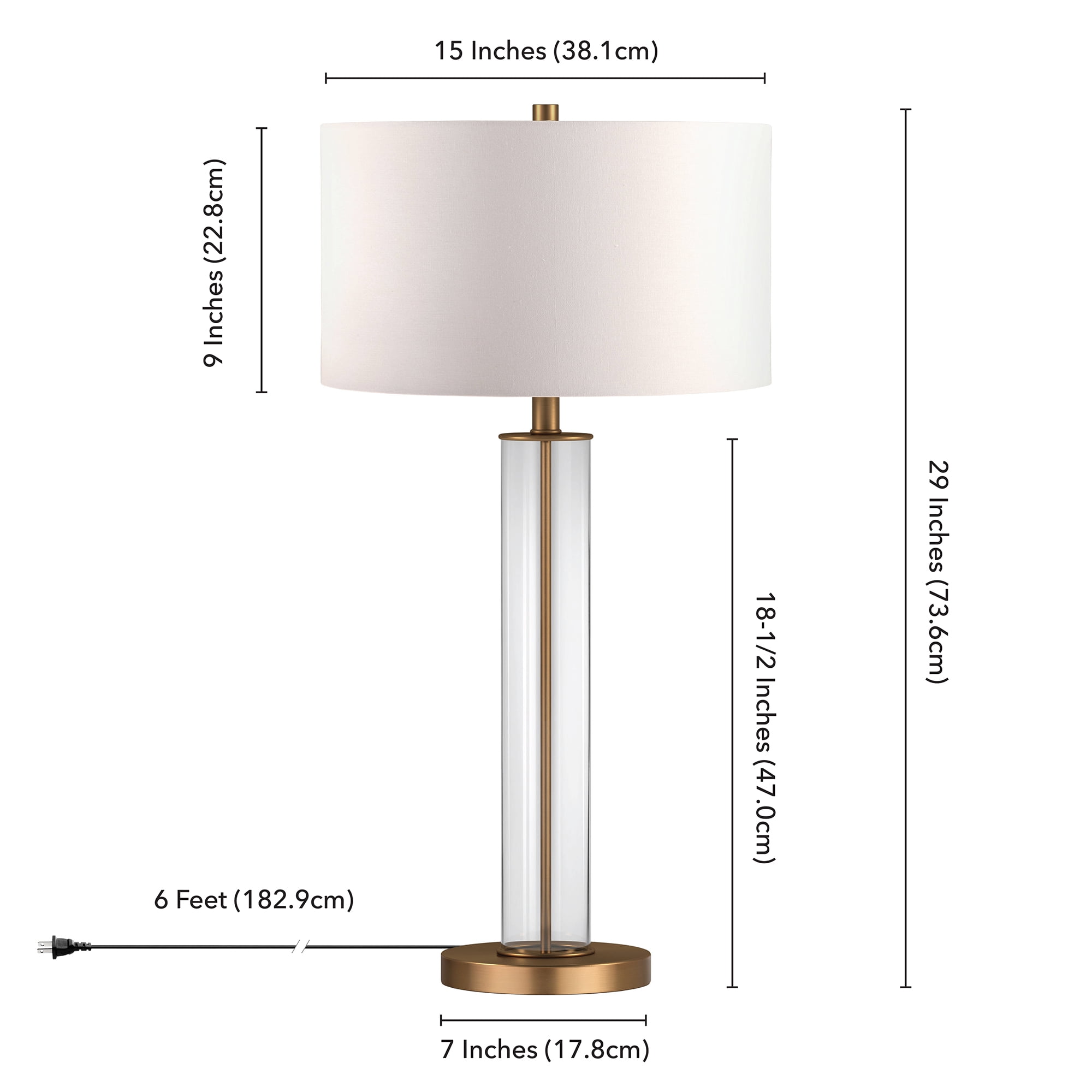 Evelyn&Zoe Traditional Clear Glass Table Lamp with White Drum Linen Shade (29 in) ybzs9