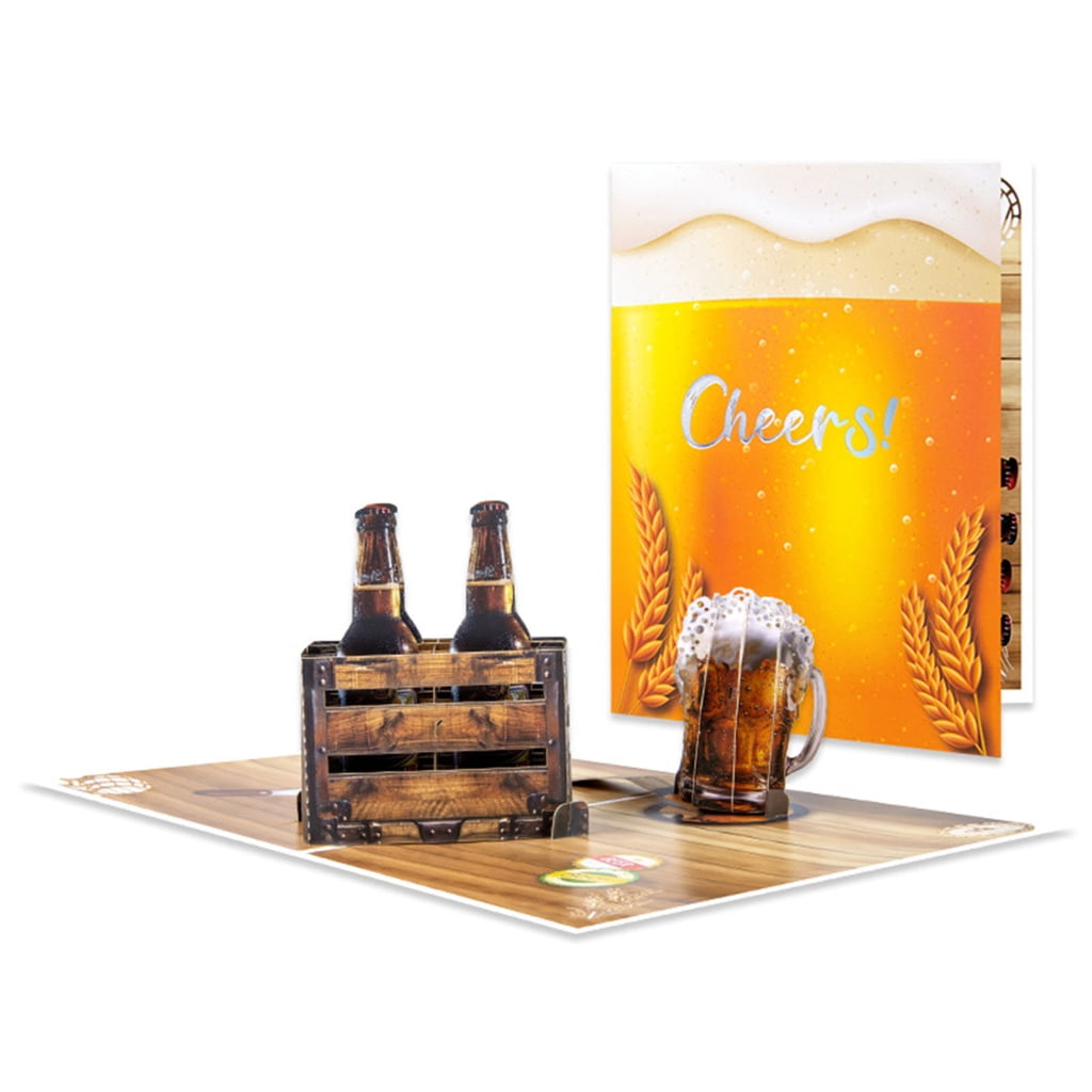 JZROCKER 3D Pop-Up Beer Greeting Card for Father's Day Birthday Anniversary (6 in x 6 in) qn8bk
