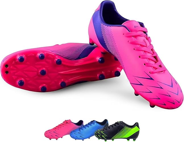 Vizari Ranger Firm Ground Soccer Cleats for Kids, Durable Lightweight Athletic Shoes (Pink/Purple, 13.5) ec3po