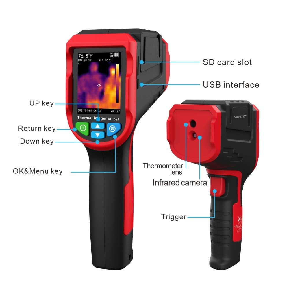NOYAFA NF-521 Infrared Thermal Imaging Camera, Handheld Industrial Thermal Imager with 2.4 in LCD Display (Red) pid5x