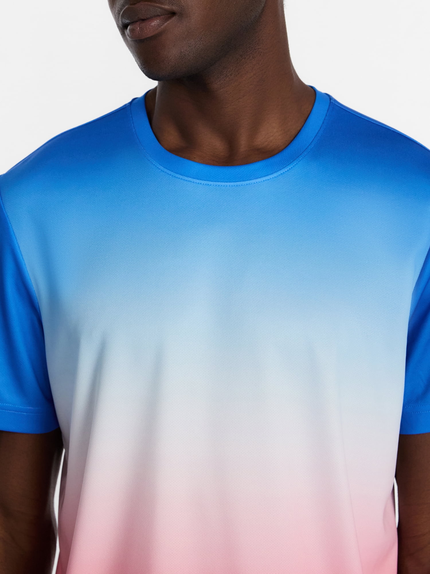 Athletic Works Men's Ombre Mesh Performance Tee (Blue/Red, XS-4XLT) 1lnoy