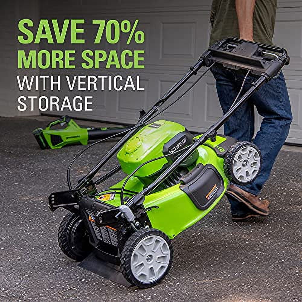 Greenworks 40V 21 in Brushless Self-Propelled Lawn Mower with 2 x 4Ah USB Batteries and Charger (21 in) 6lc8i