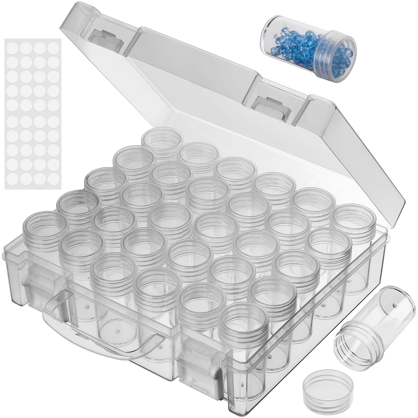 HUSAFTENG Diamond Painting Storage Container, 30-Grid Bead Organizer for Crafts and Rhinestones (Clear, 6.7 in x 5.9 in x 2 in) roxj8
