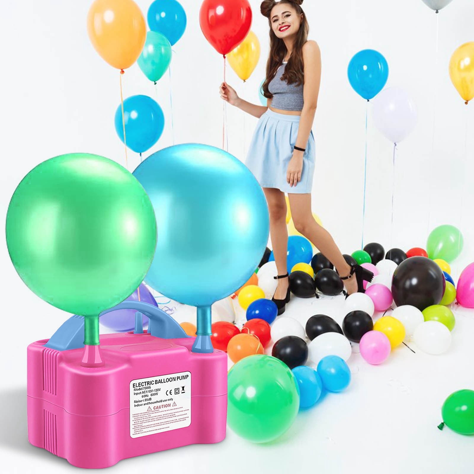 Sokhug Electric Balloon Pump Dual-Hole Automatic Inflator for Party Decorations (Pink, 600W) 43tru