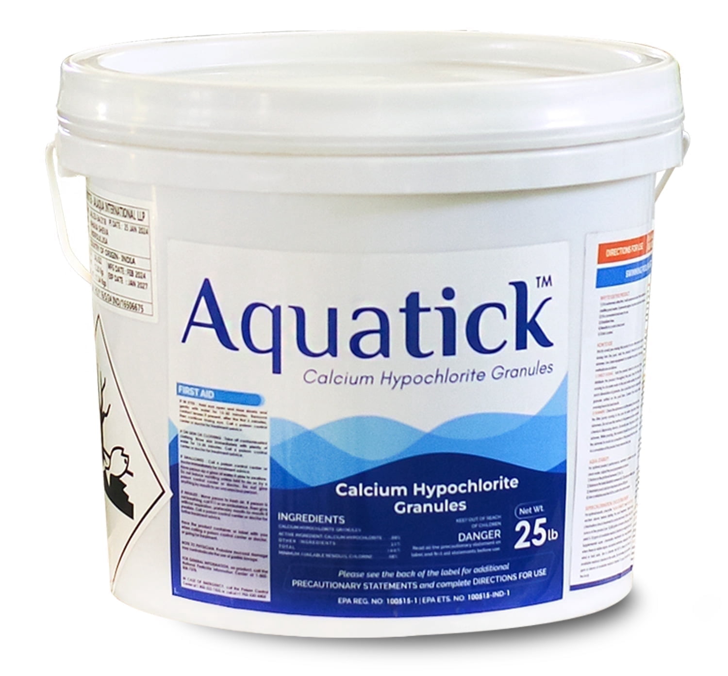 Aquatick Pool Shock 68% Calcium Hypochlorite Chlorine Granules (Clear, 25 lb) m8pp4