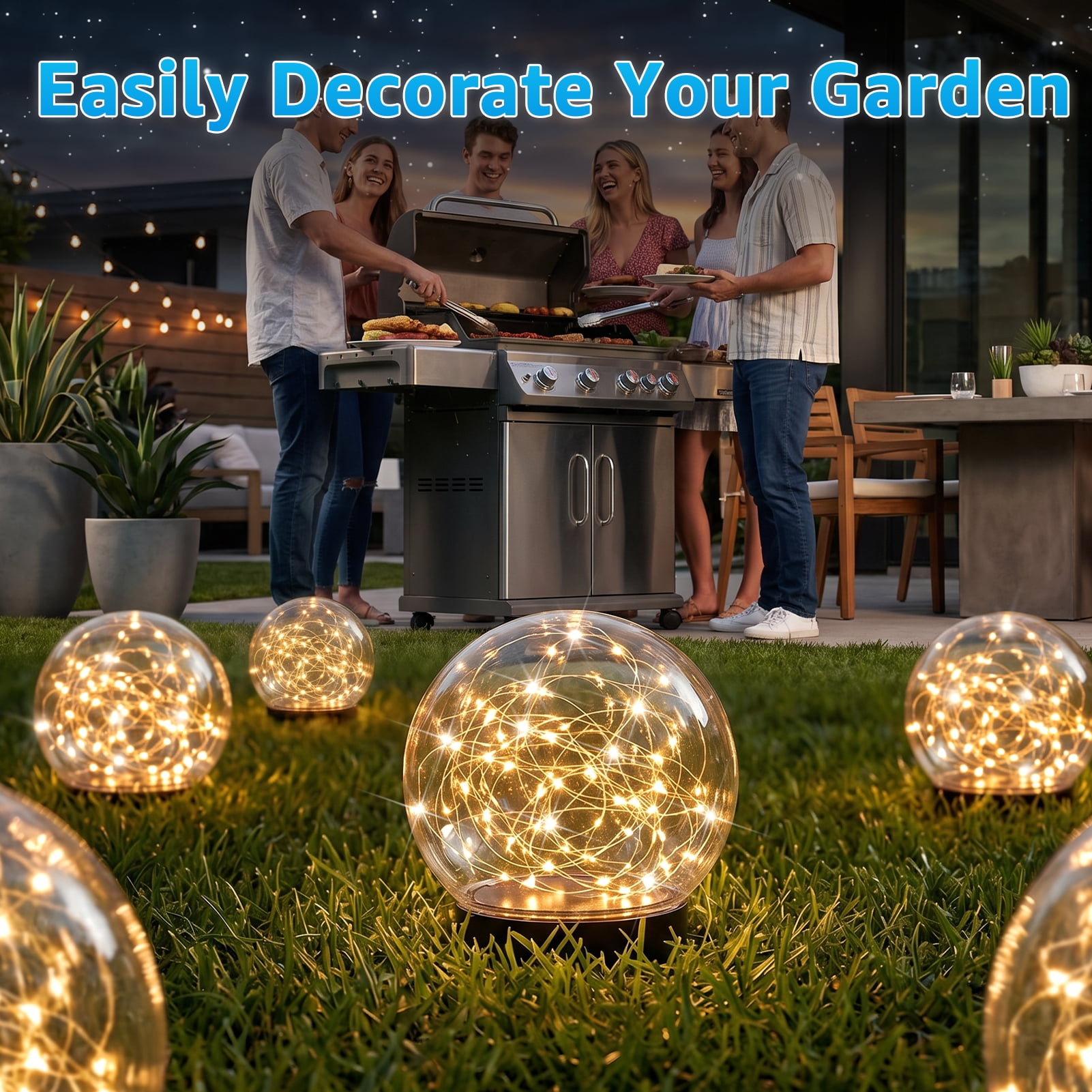 NiceBuy Solar Floating LED Garden Lights, Waterproof Outdoor Decor for Pools and Patios (White, 7.4 in, 2-Pack) w1edr