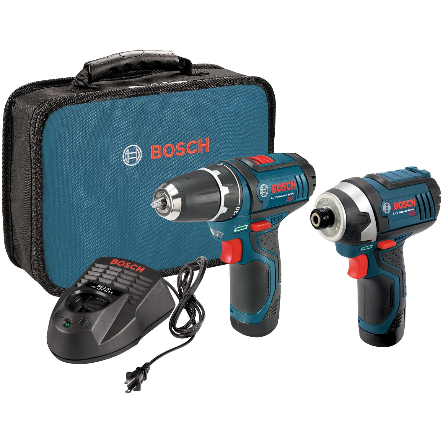 Bosch CLPK22-120 12-Volt Max 2-Tool Cordless Power Drill and Impact Driver Combo Kit (Blue, 2-Piece Set) hdcf2