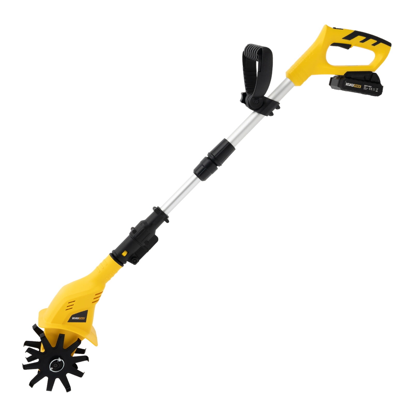 PEAKORA Cordless Tiller Cultivator, 20V Battery Powered Garden Tiller with Adjustable Telescopic Handle (42.13-50.39 in) o043n
