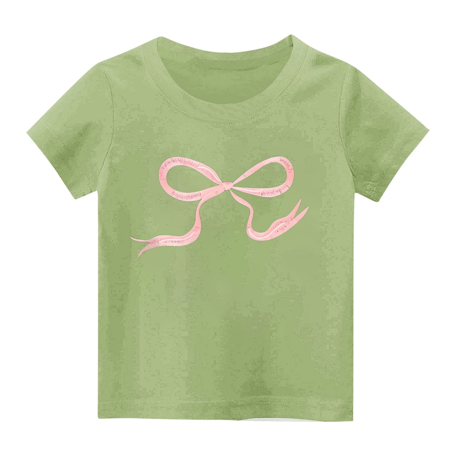 Posijego Girls Bow Graphic T-Shirt Short Sleeve Crewneck Casual Summer Tee (Green, 2-14T) zakmj