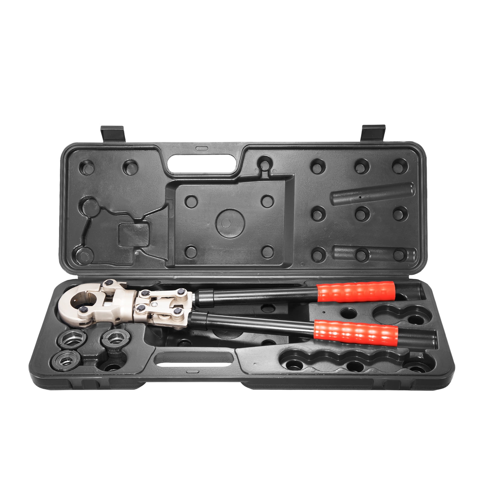SKYSHALO Copper Pipe Press Tool Crimping Kit with 1/2 in, 3/4 in, 1 in Jaws, 360° Rotatable Head, and Extendable Handle (Black) 6cbho