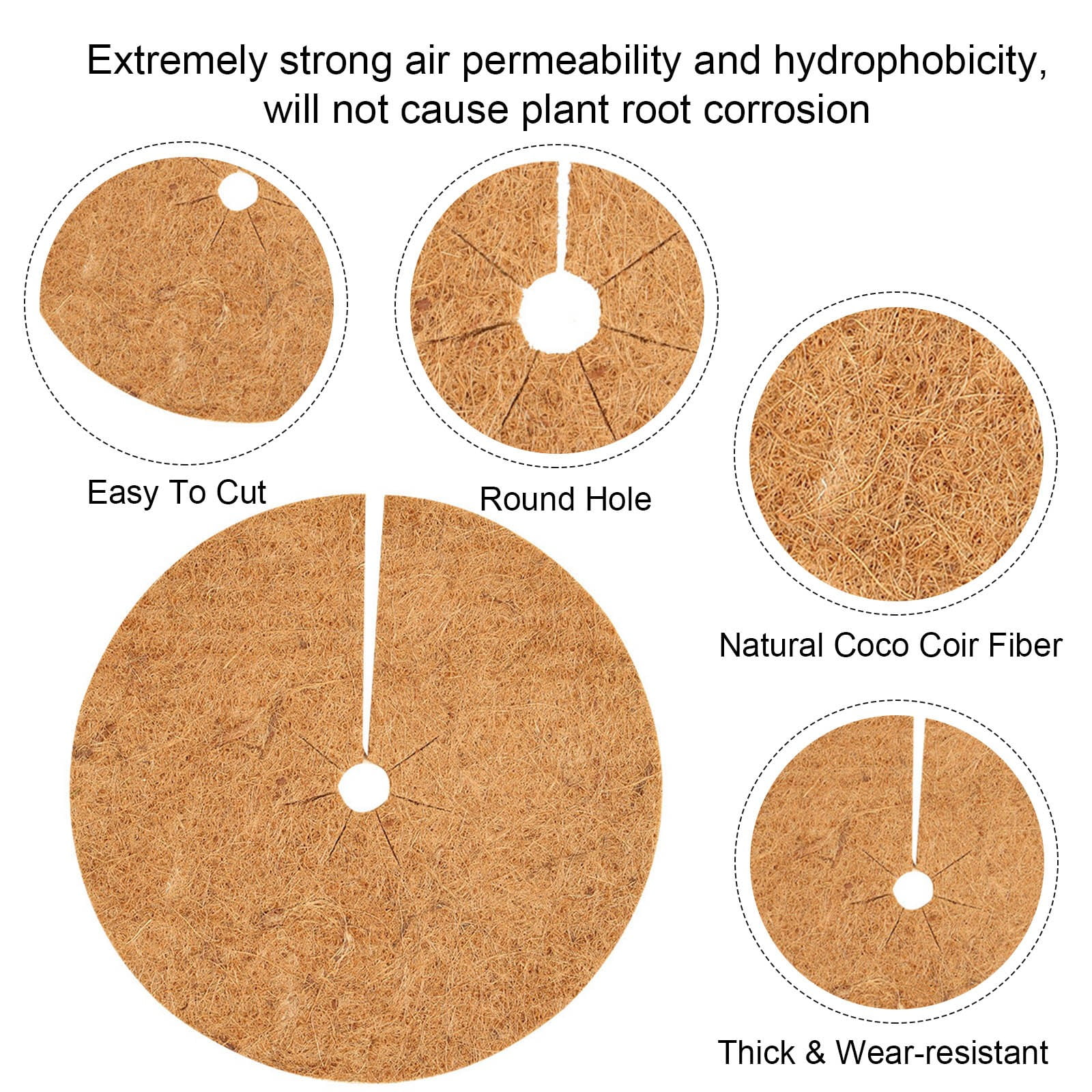 CaraMart Coconut Fiber Mulch Tree Rings for Winter Plant Protection (Natural, 15.75 in) 6wbip