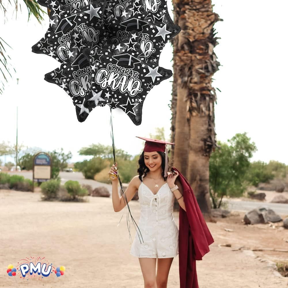 PMU Graduation Congrats Grad Star Mylar Balloon (Black, 18 in, 1 Pack) 5a4m5