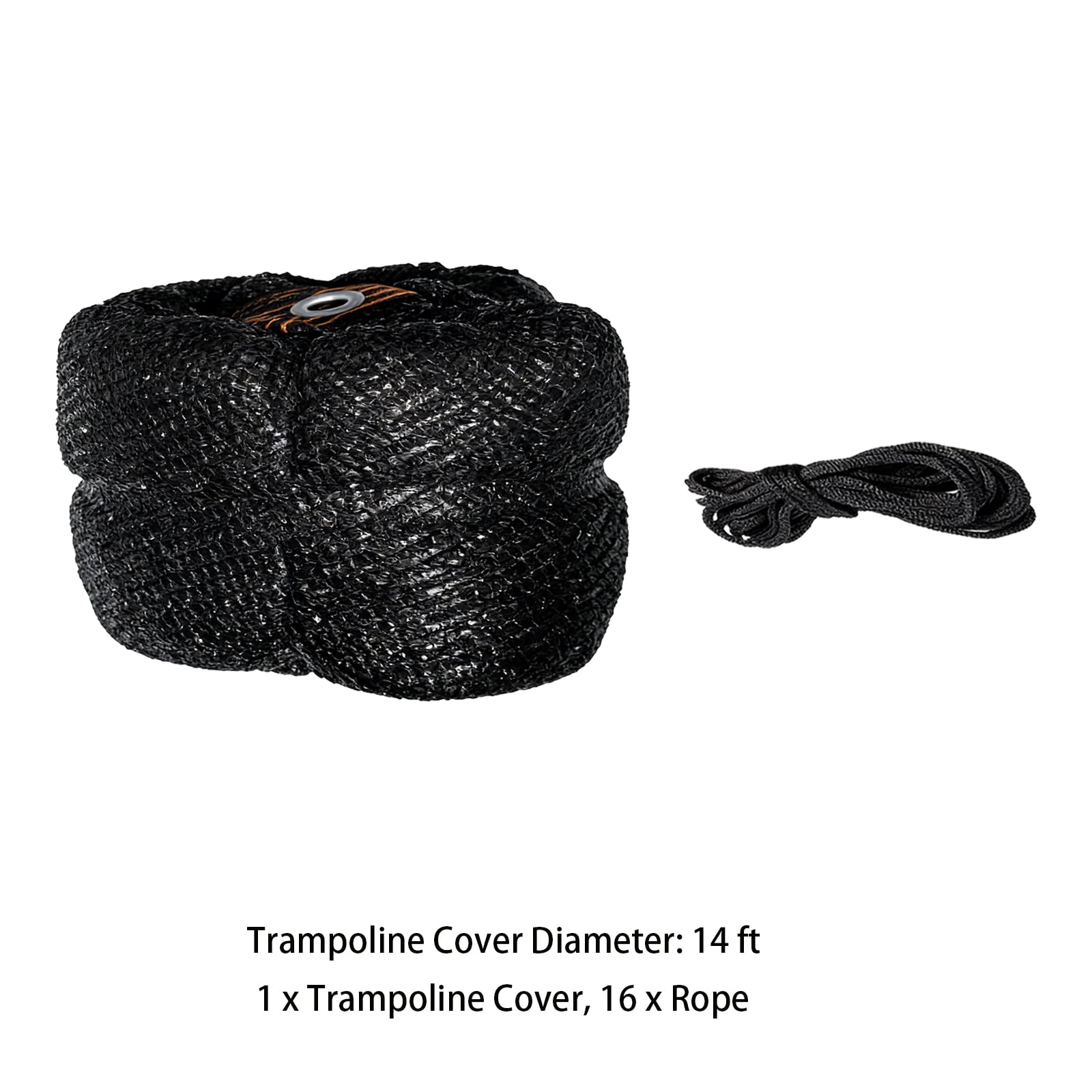 Bangcool 14 ft Round Trampoline Sun Shade Cover, UV-Resistant Mesh Canopy, Weather-Proof Protective Netting (Black, 14 ft) lonfg