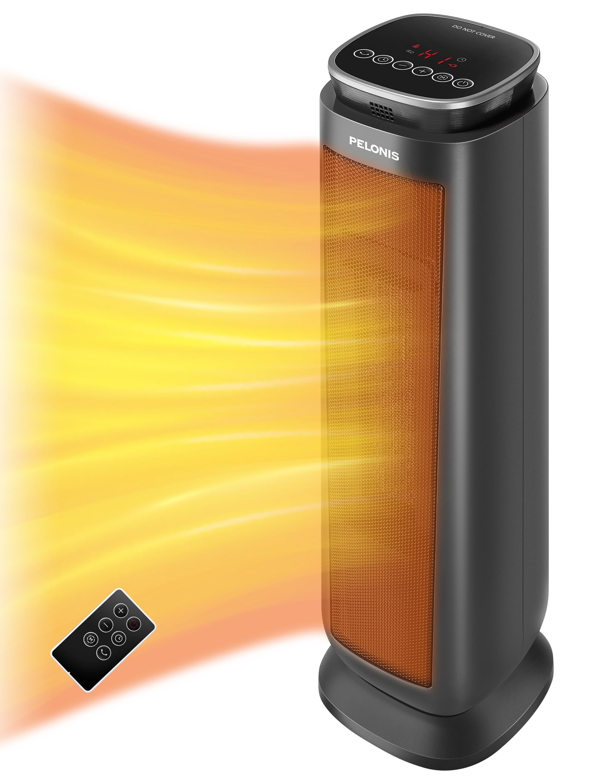 Pelonis 23 in Ceramic Tower Heater, Portable Fan-Forced Space Heater with Remote and Timer (Black, 23 in) gmcqi