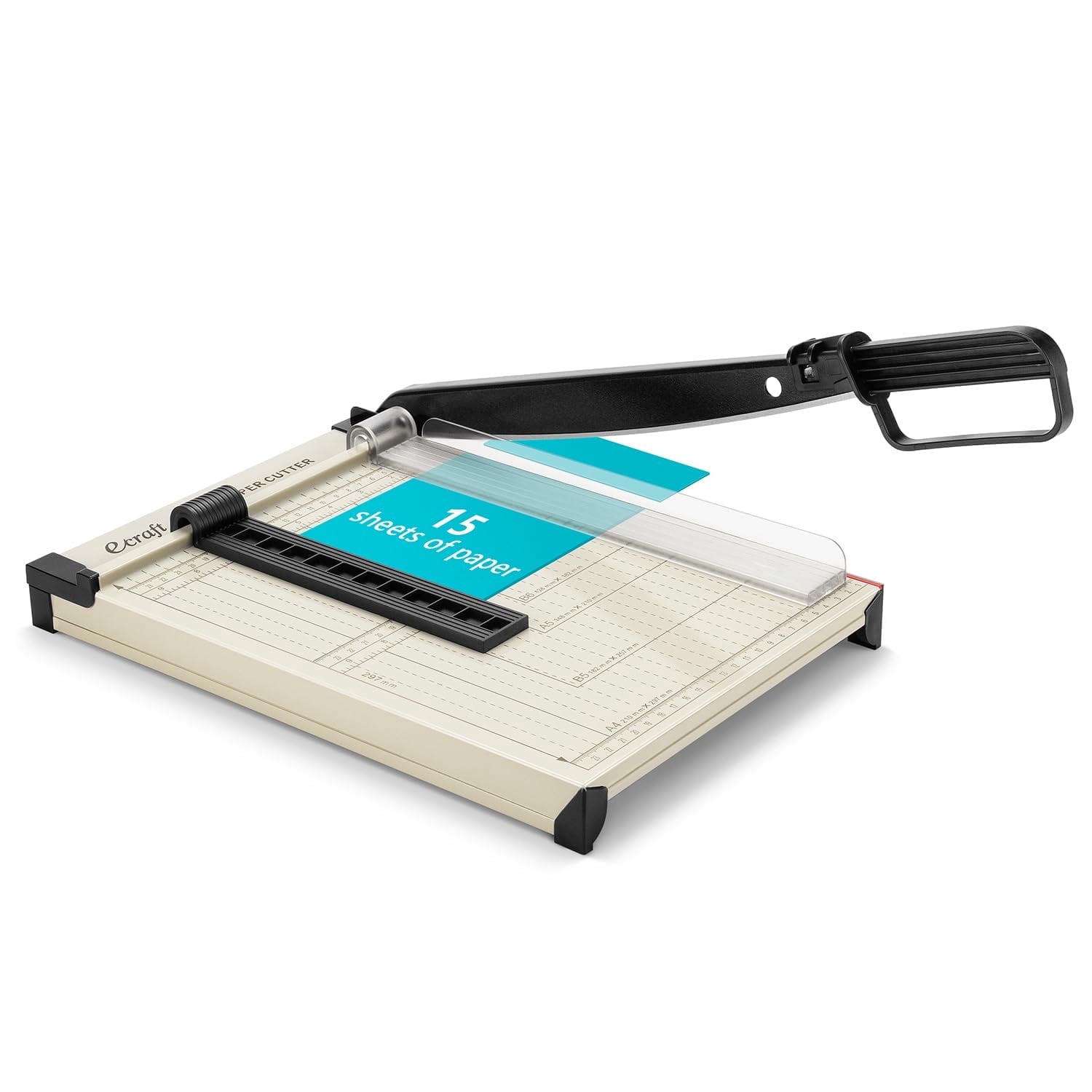 Ecraft Guillotine Paper Cutter, 12 in Heavy Duty Trimmer with Metal Base (White, 15 Sheet Capacity) 3wyk4