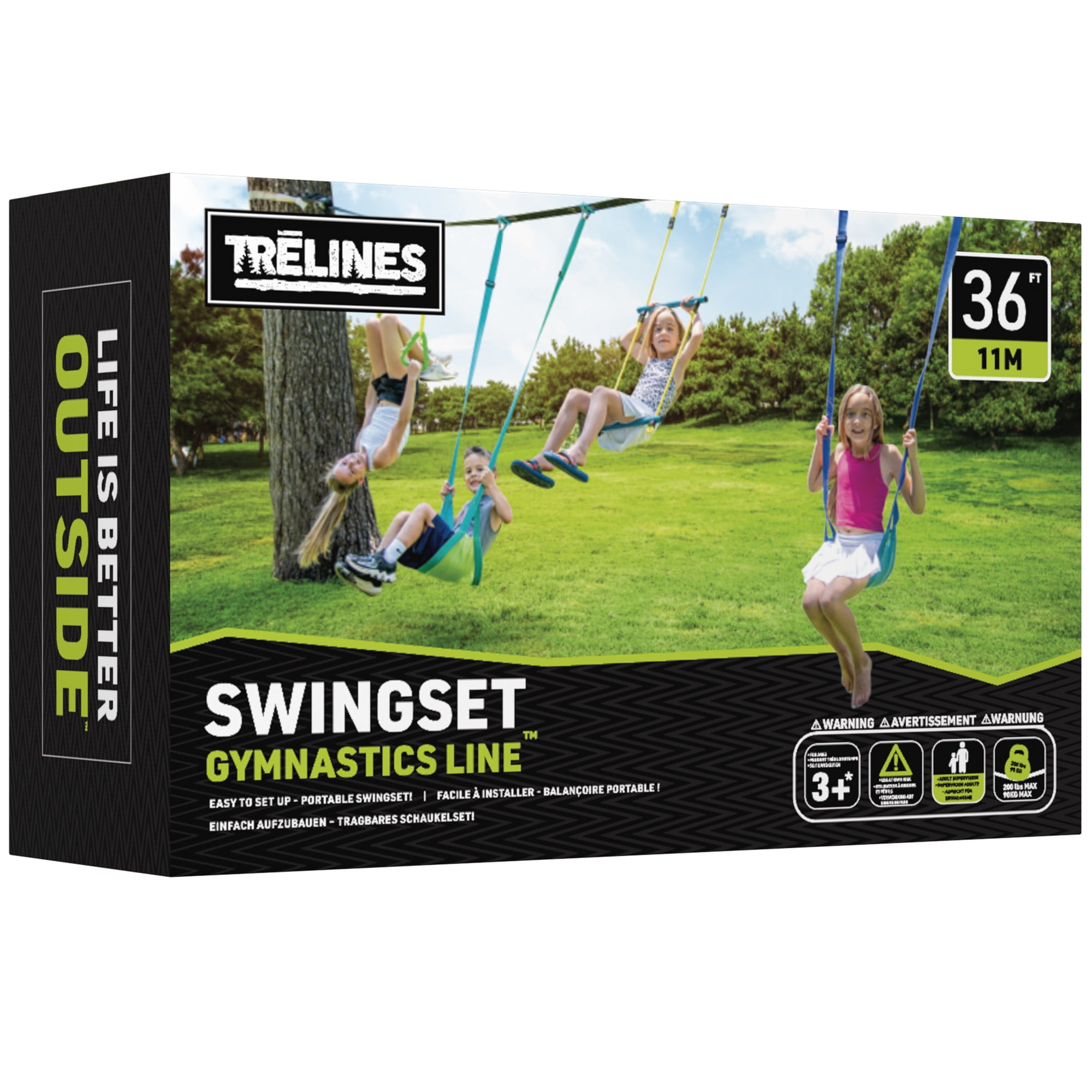 Trelines Swingset Gymnastics Kit with Gym Rings, Trapeze Bar, and 2 Adjustable Swings (36 ft) gv6jq