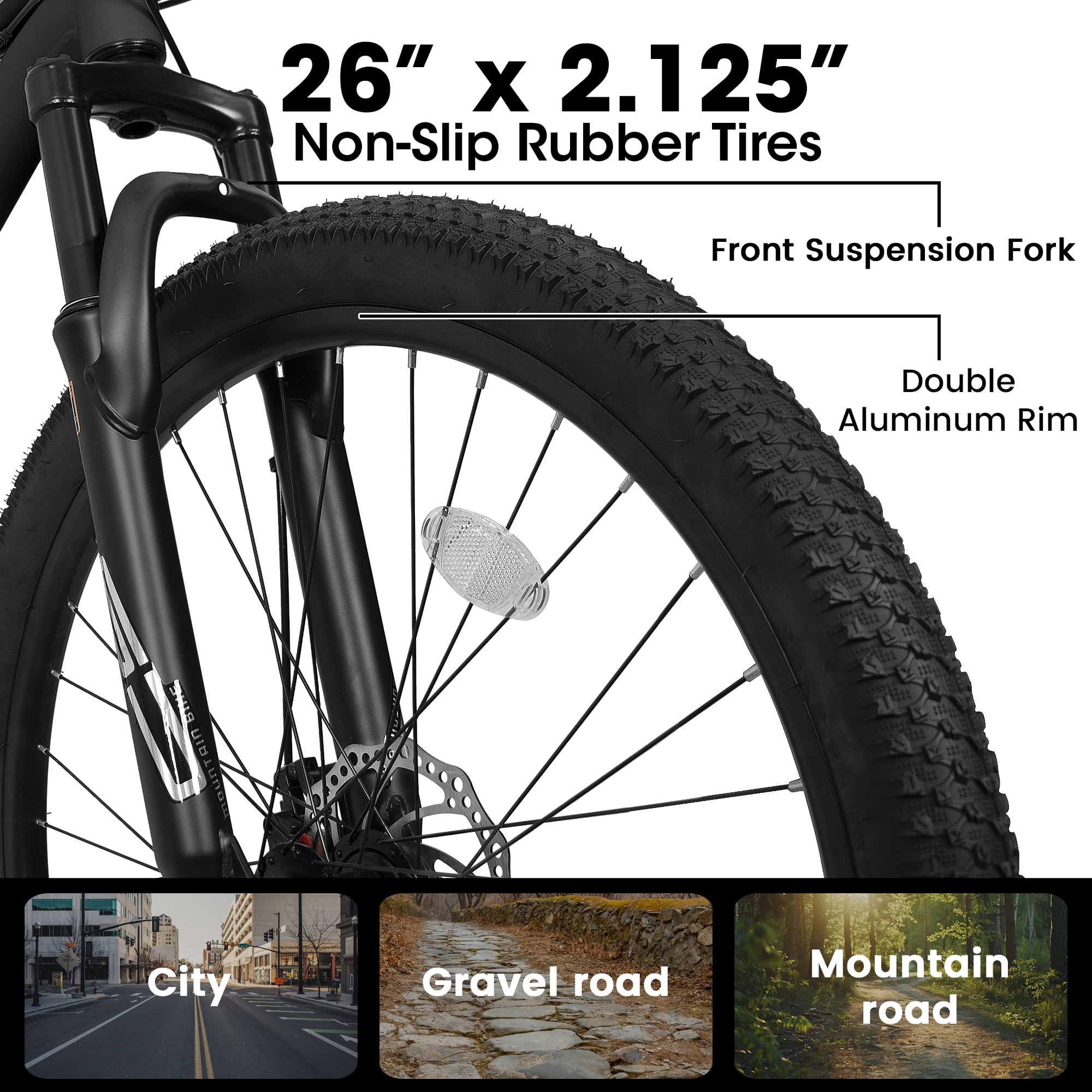 ESRIDOM 26 in Mountain Bike, 21-Speed Full Suspension MTB with Dual Disc Brakes, High Carbon Steel Frame (Black, 15.7 in Frame) j9yhv